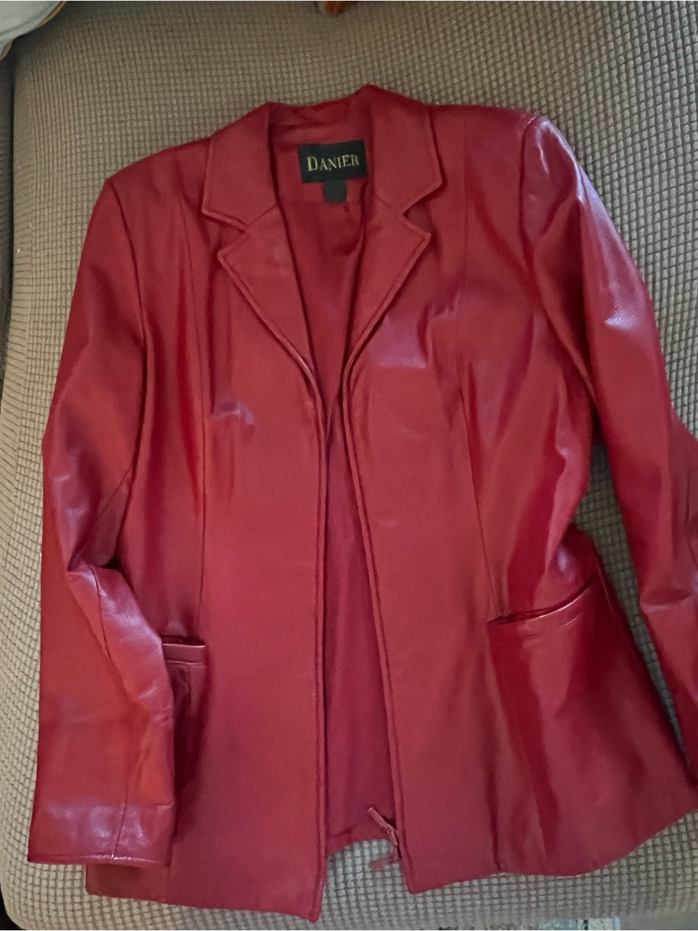 Danier Red Leather Blazer-Style Jacket